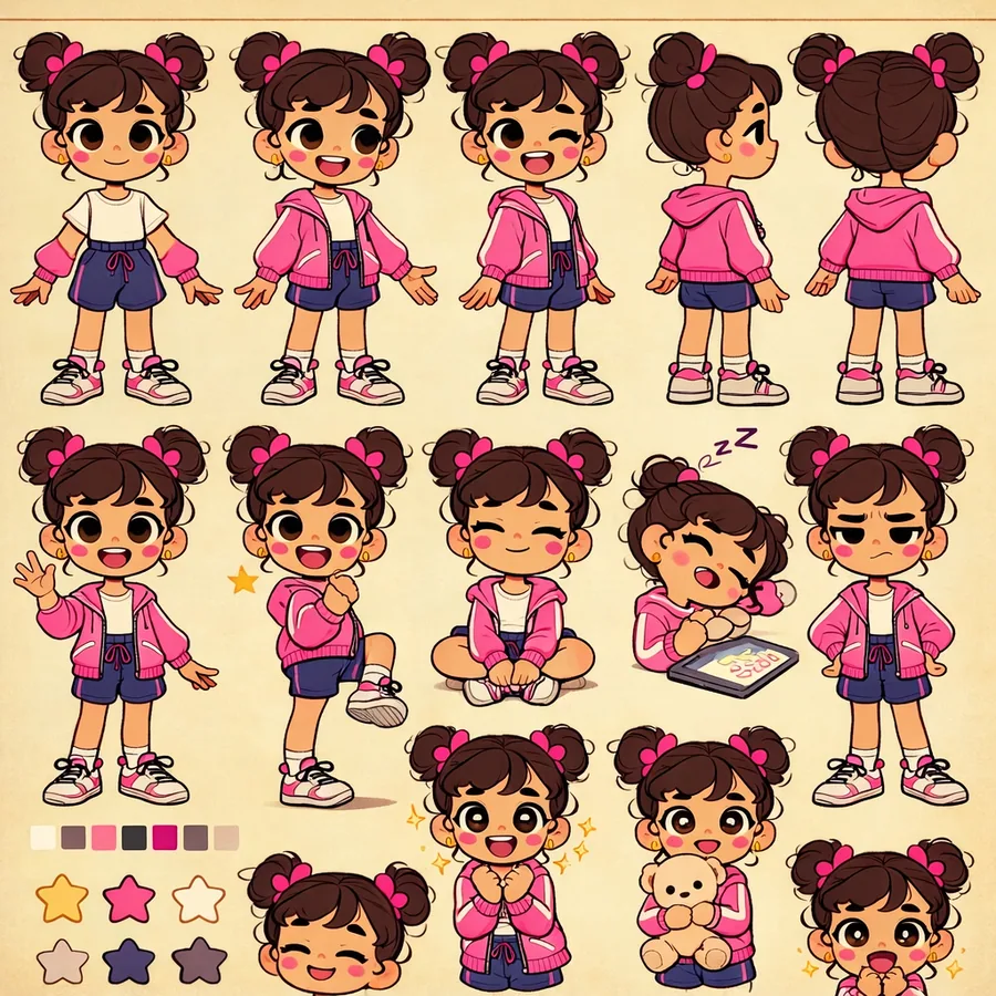 Stella Star expressions and poses sheet